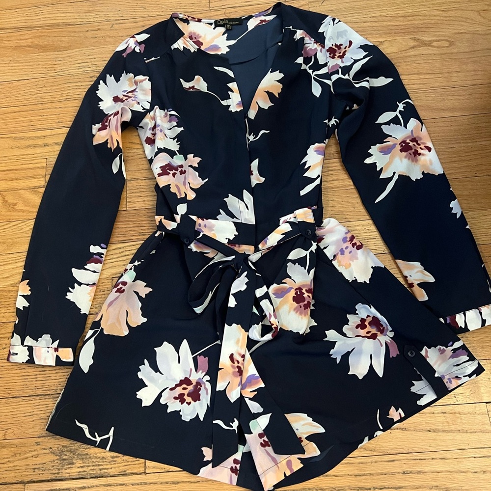 Floral Shorts Romper with Belt Size 4